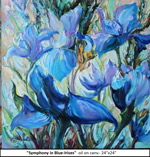 Symphony in Blue-Irises, Oil on Canvas